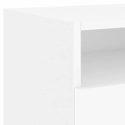Sängbord med LED-lampor vit 40x39x37 cm