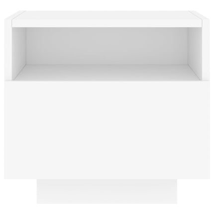 Sängbord med LED-lampor 2 st vit 40x39x37 cm