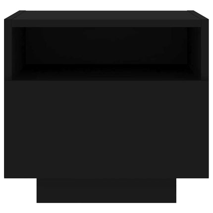 Sängbord med LED-belysning svart 40x39x37 cm