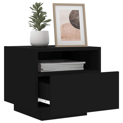 Sängbord med LED-lampor 2 st svart 40x39x37 cm