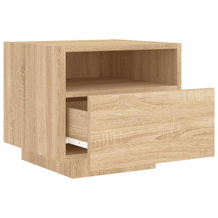 Sängbord med LED-lampor sonoma-ek 40x39x37 cm