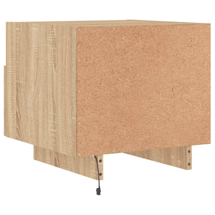 Sängbord med LED-lampor sonoma-ek 40x39x37 cm