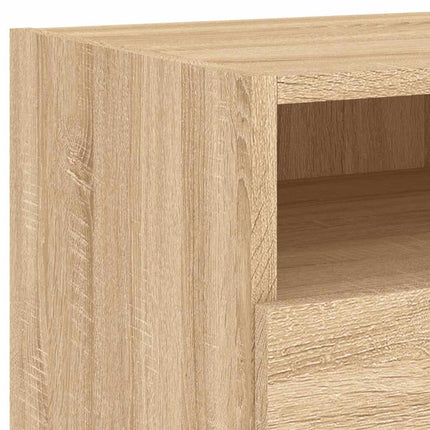 Sängbord med LED-lampor sonoma-ek 40x39x37 cm