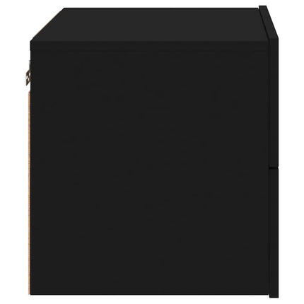 Väggmonterade sängbord med LED-lampor 2 st svart