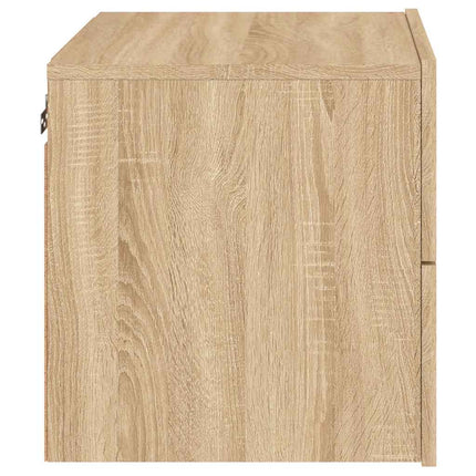Väggmonterat sängbord med LED-lampor sonoma-ek