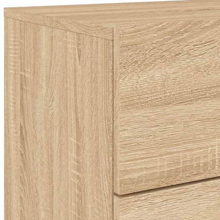 Väggmonterat sängbord med LED-lampor sonoma-ek
