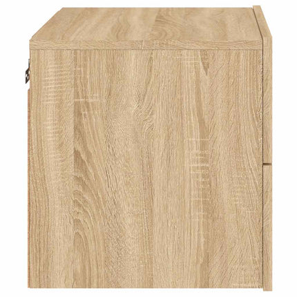 Väggmonterade sängbord med LED-lampor 2 st sonoma-ek
