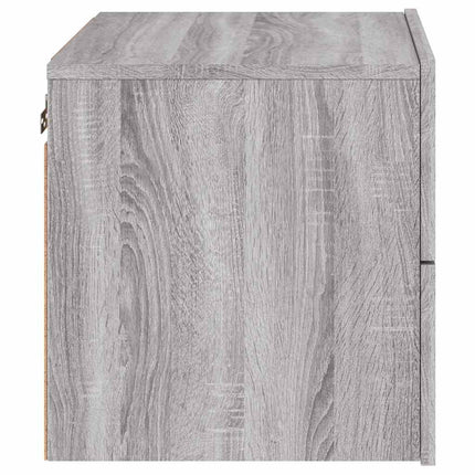 Väggmonterade sängbord med LED-lampor 2 st grå sonoma