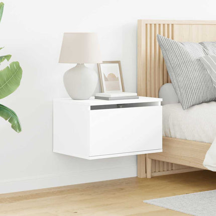 Väggmonterade sängbord med LED-lampor 2 st vit