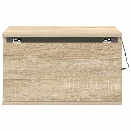 Väggmonterade sängbord med LED-lampor 2 st sonoma-ek