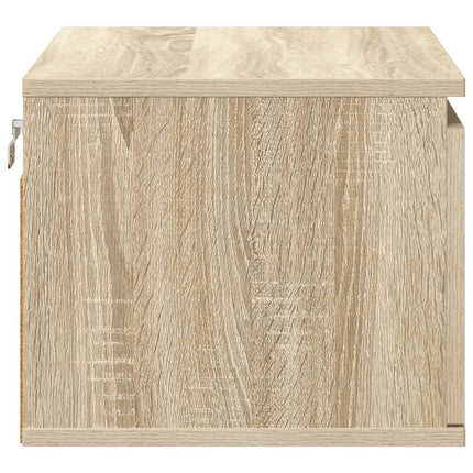 Väggmonterade sängbord med LED-lampor 2 st sonoma-ek