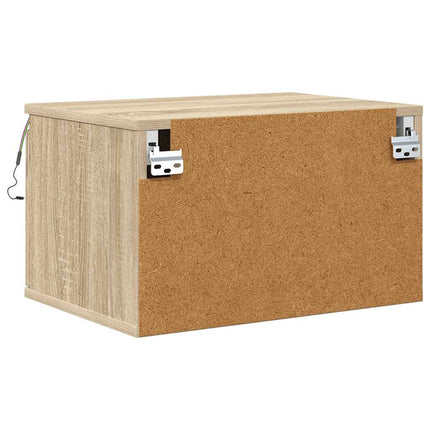 Väggmonterade sängbord med LED-lampor 2 st sonoma-ek