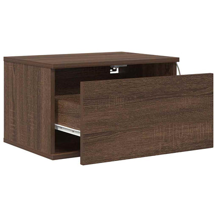 Väggmonterade sängbord med LED-lampor 2 st brun ek