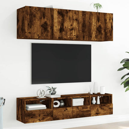 Väggmonterad tv-skåp rökfärgad ek 40x30x30 cm konstruerat trä