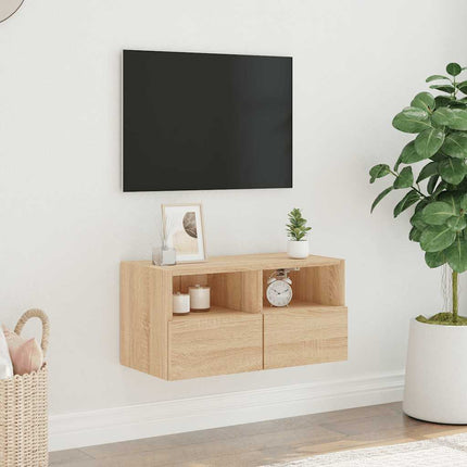 Väggmonterad tv-bänk sonoma-ek 60x30x30 cm konstruerat trä