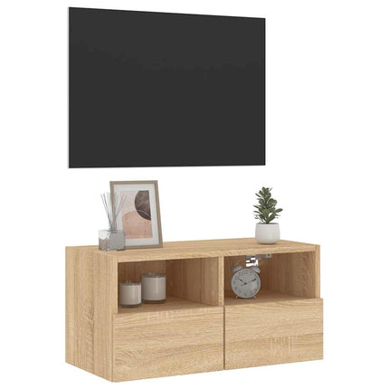 Väggmonterad tv-bänk sonoma-ek 60x30x30 cm konstruerat trä