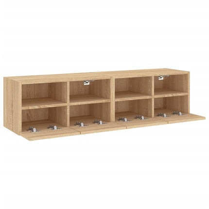 Väggmonterad tv-bänk 2 st sonoma-ek 60x30x30 cm konstruerat trä