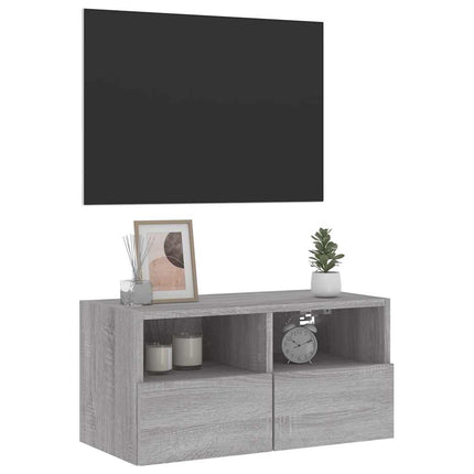 Väggmonterad tv-bänk grå sonoma 60x30x30 cm konstruerat trä