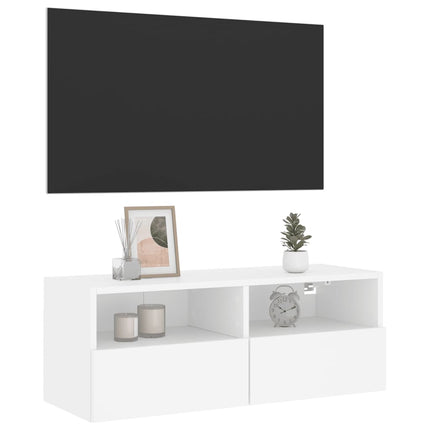 Väggmonterad tv-bänk vit 80x30x30 cm konstruerat trä