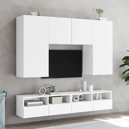 Väggmonterad tv-bänk 2 st vit 80x30x30 cm konstruerat trä