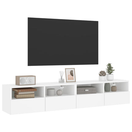 Väggmonterad tv-bänk 2 st vit 80x30x30 cm konstruerat trä