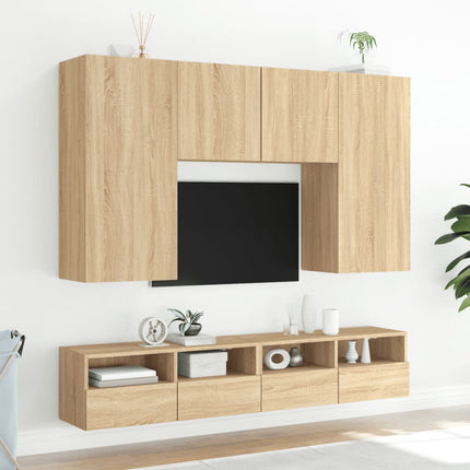 Väggmonterad tv-bänk sonoma-ek 80x30x30 cm konstruerat trä