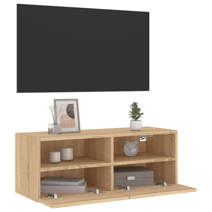 Väggmonterad tv-bänk sonoma-ek 80x30x30 cm konstruerat trä