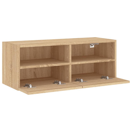 Väggmonterad tv-bänk sonoma-ek 80x30x30 cm konstruerat trä