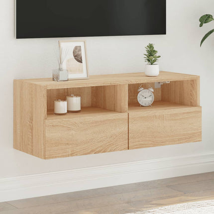 Väggmonterad tv-bänk sonoma-ek 80x30x30 cm konstruerat trä