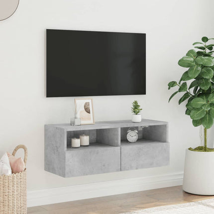 Väggmonterad tv-bänk betonggrå 80x30x30 cm konstruerat trä