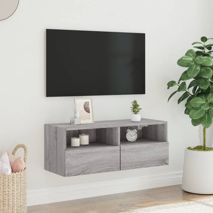 Väggmonterad tv-bänk grå sonoma 80x30x30 cm konstruerat trä