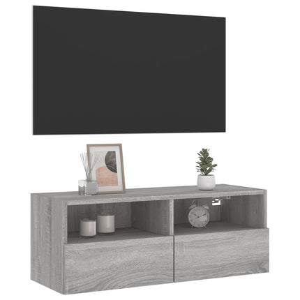 Väggmonterad tv-bänk grå sonoma 80x30x30 cm konstruerat trä