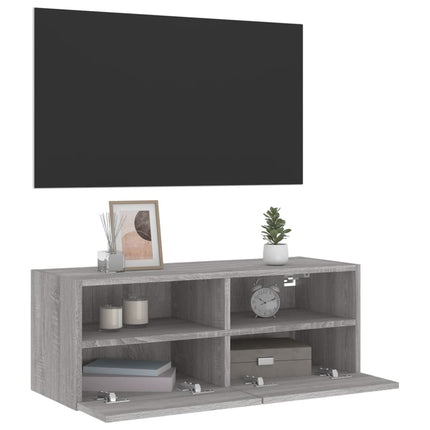 Väggmonterad tv-bänk grå sonoma 80x30x30 cm konstruerat trä