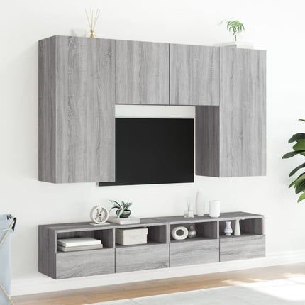 Väggmonterad tv-bänk 2 st grå sonoma 80x30x30cm konstruerat trä