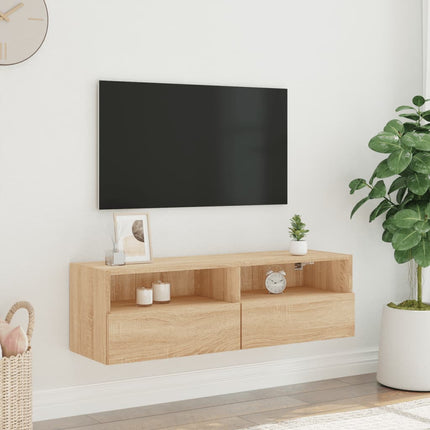 Väggmonterad tv-bänk sonoma-ek 100x30x30 cm konstruerat trä