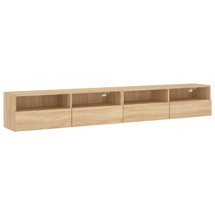 Väggmonterad tv-bänk 2 st sonoma-ek 100x30x30cm konstruerat trä