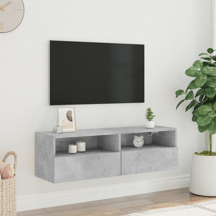 Väggmonterad tv-bänk betonggrå 100x30x30 cm konstruerat trä