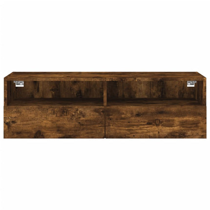 Väggmonterad tv-bänk rökfärgad ek 100x30x30 cm konstruerat trä