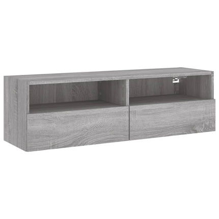 Väggmonterad tv-bänk grå sonoma 100x30x30 cm konstruerat trä