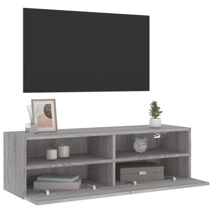 Väggmonterad tv-bänk grå sonoma 100x30x30 cm konstruerat trä