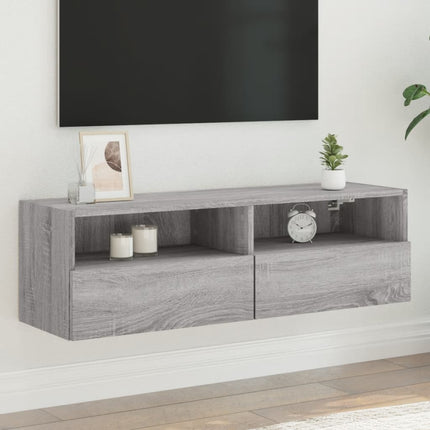 Väggmonterad tv-bänk grå sonoma 100x30x30 cm konstruerat trä