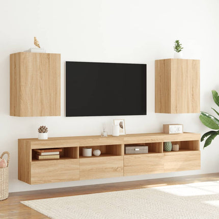 Väggmonterad tv-bänk sonoma-ek 40,5x30x60 cm konstruerat trä