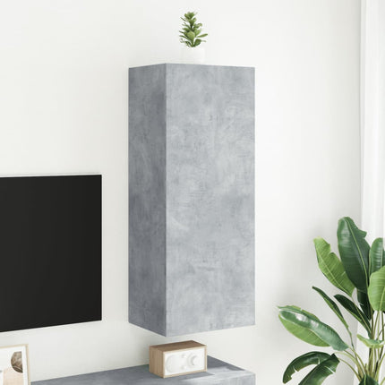 Väggmonterad tv-bänk betonggrå 40,5x30x102 cm konstruerat trä