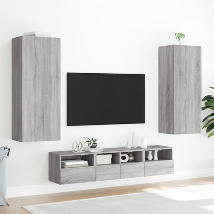 Väggmonterad tv-bänk grå sonoma 40,5x30x102 cm konstruerat trä