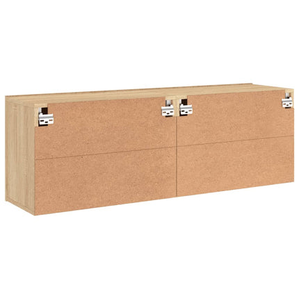 Väggmonterad tv-bänk 2 st sonoma-ek 60x30x41 cm