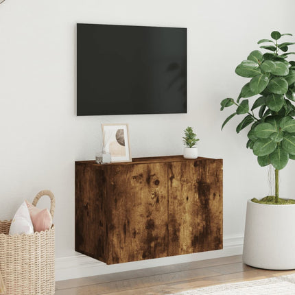 Väggmonterad tv-bänk rökfärgad ek 60x30x41 cm