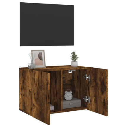 Väggmonterad tv-bänk rökfärgad ek 60x30x41 cm