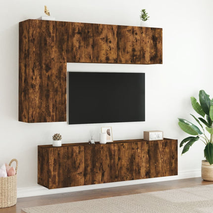 Väggmonterad tv-bänk rökfärgad ek 60x30x41 cm