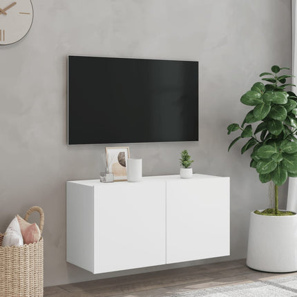 Väggmonterad tv-bänk vit 80x30x41 cm