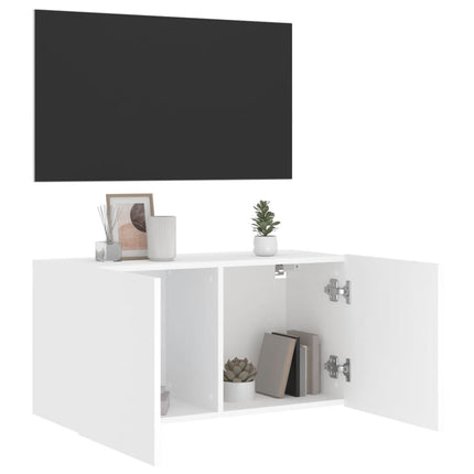 Väggmonterad tv-bänk vit 80x30x41 cm
